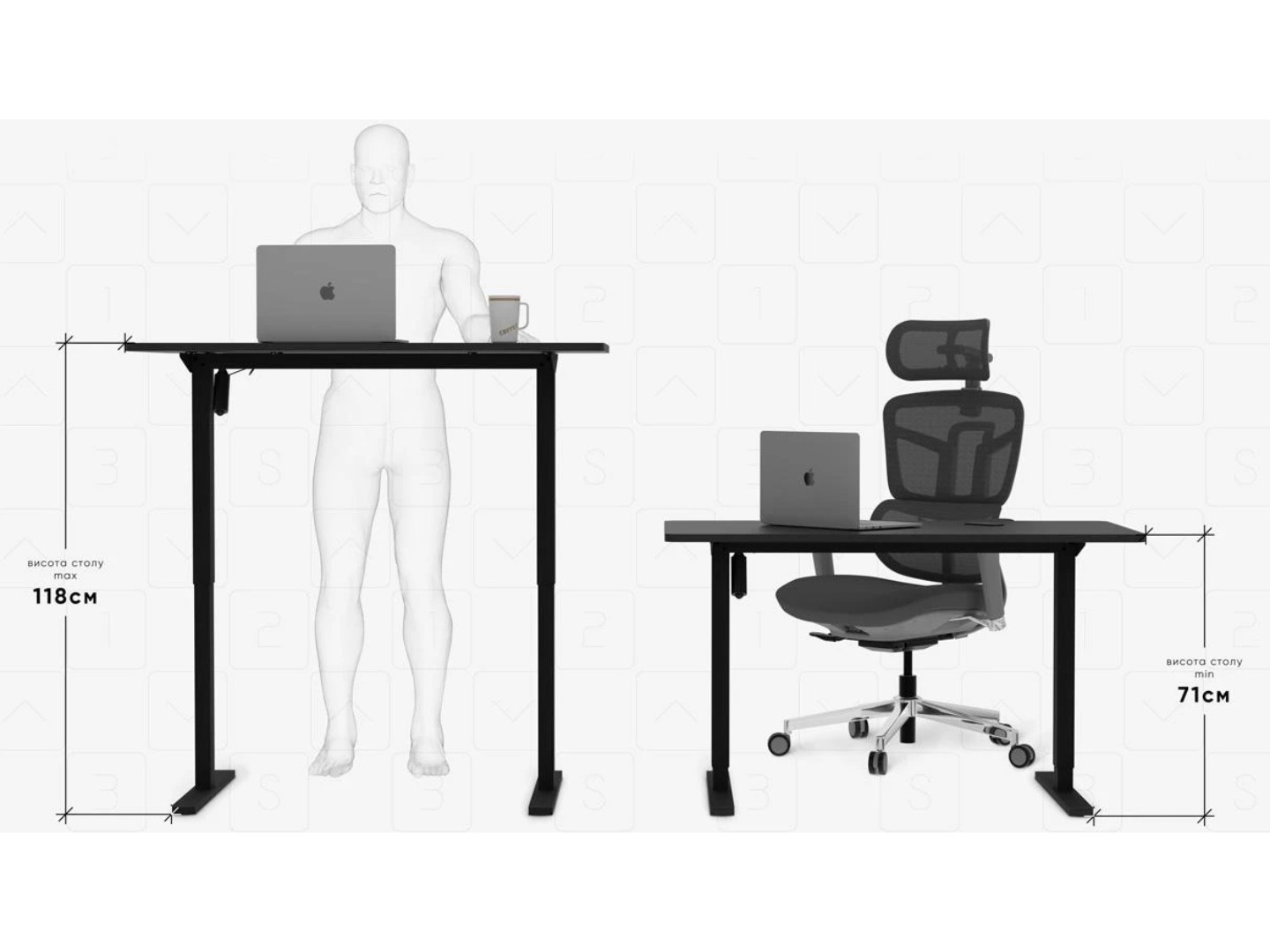Стіл з електрорегулюванням висоти Mealux PowerDesk Lite Black (EVO-201 Lite B/B) — фото 12